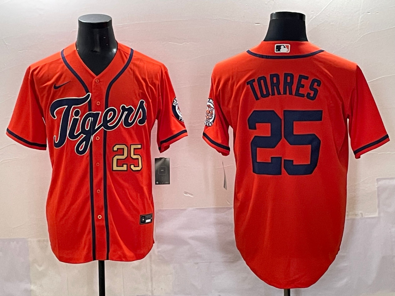 Men 2025 Detroit Tigers #25 Torres orange Nike MLB Jersey style 1->detroit tigers->MLB Jersey